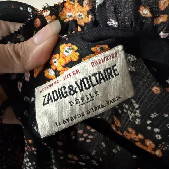 Zadig & Voltaire Dark Floral Pleated Reversible Dress Size M - Picture 5 of 5